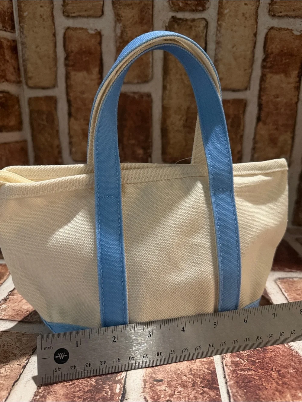 Cream Canvas Tote with Light Blue Trim and Cherry Embroidery by C. Wonder